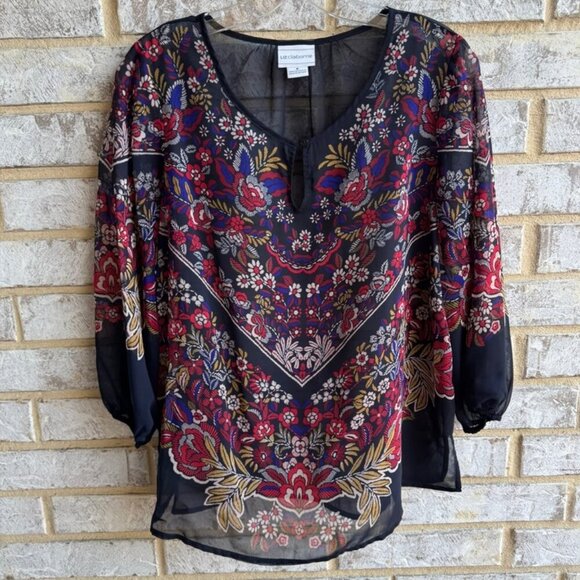 Liz Claiborne Tops - Liz Claiborne Sheer V-Neck 3/4 Sleeve Blouse Women's Size M.